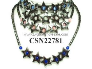 Assorted Opal Beads Hematite Chain Choker Fashion Women Necklace